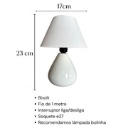 Abajur Luminária de Cerâmica com Cúpula Modelo Gota