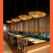 Luminária de Teto Rústica em Fibra de Rattan 52cm