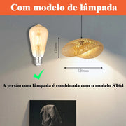 Luminária de Teto Rústica em Fibra de Rattan 52cm