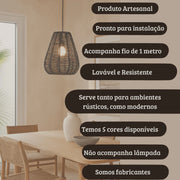 Lustre Pendente Gota Corda Náutica Boho Design Decorativo