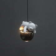 Luminária de Teto Pendente Usinho Deitado Globo Preto 10W Iluminação Infantil Decorativa