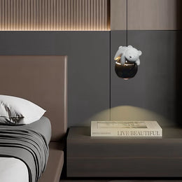 Luminária de Teto Pendente Usinho Deitado Globo Preto 10W Iluminação Infantil Decorativa