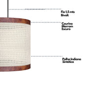 Pendente Manhattan Telinha Rattan 50cm Design Natural