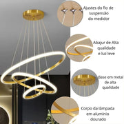 Lustre de Teto Nórdico Moderno para Sala de Estar e Sala de Jantar 3 Cores de Iluminação Bivolt