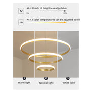 Lustre de Teto Nórdico Moderno para Sala de Estar e Sala de Jantar 3 Cores de Iluminação Bivolt