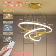 Lustre de Teto Nórdico Moderno para Sala de Estar e Sala de Jantar 3 Cores de Iluminação Bivolt