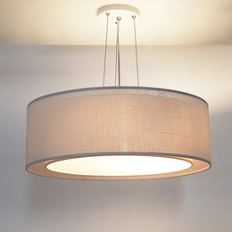 Luminária De Teto Plafon Cúpula Dupla Linho Pérola 40x16