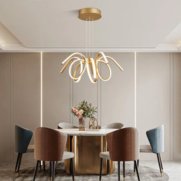 Pendente Luminária de Led Dourado 50 cm 60W Iluminação Quente para Ambientes Internos