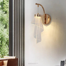 Arandela Luminária Acrílica Cristal Véu Florença Espiral Dourado 3 Cores Iluminação