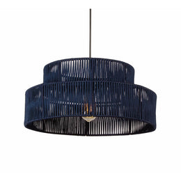 LUSTRE REDONDO DUPLO CORDA NÁUTICA PENDENTE COM FIO 50 CM DESIGN DECORATIVO